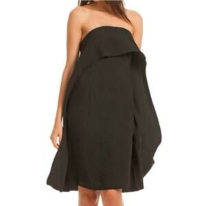Trina Turk Black Ruffled Genius Strapless Convertible Cocktail Dress Size 4
